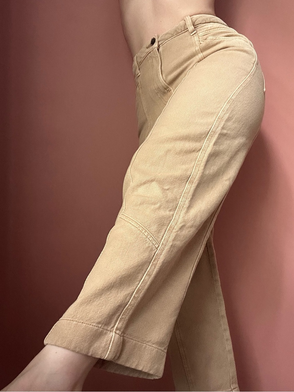 ASOS Design tan high-waisted wide-leg cotton pants